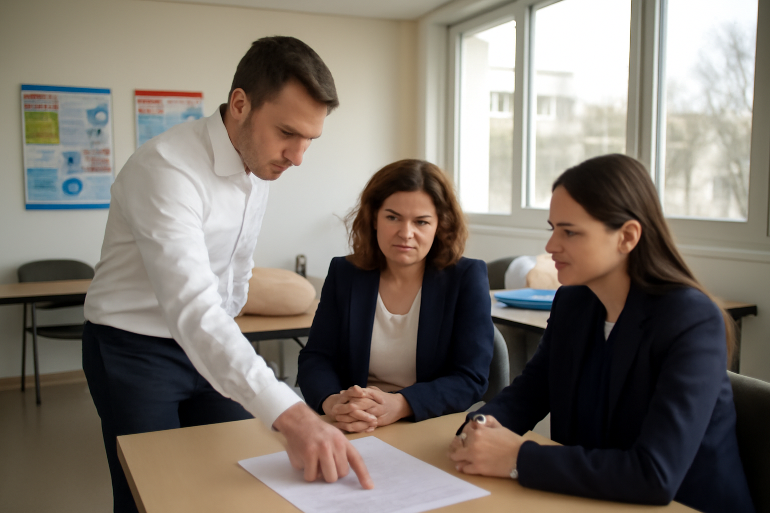 Photo réaliste d’une salle de formation sanitaire et sociale 1901 formation
