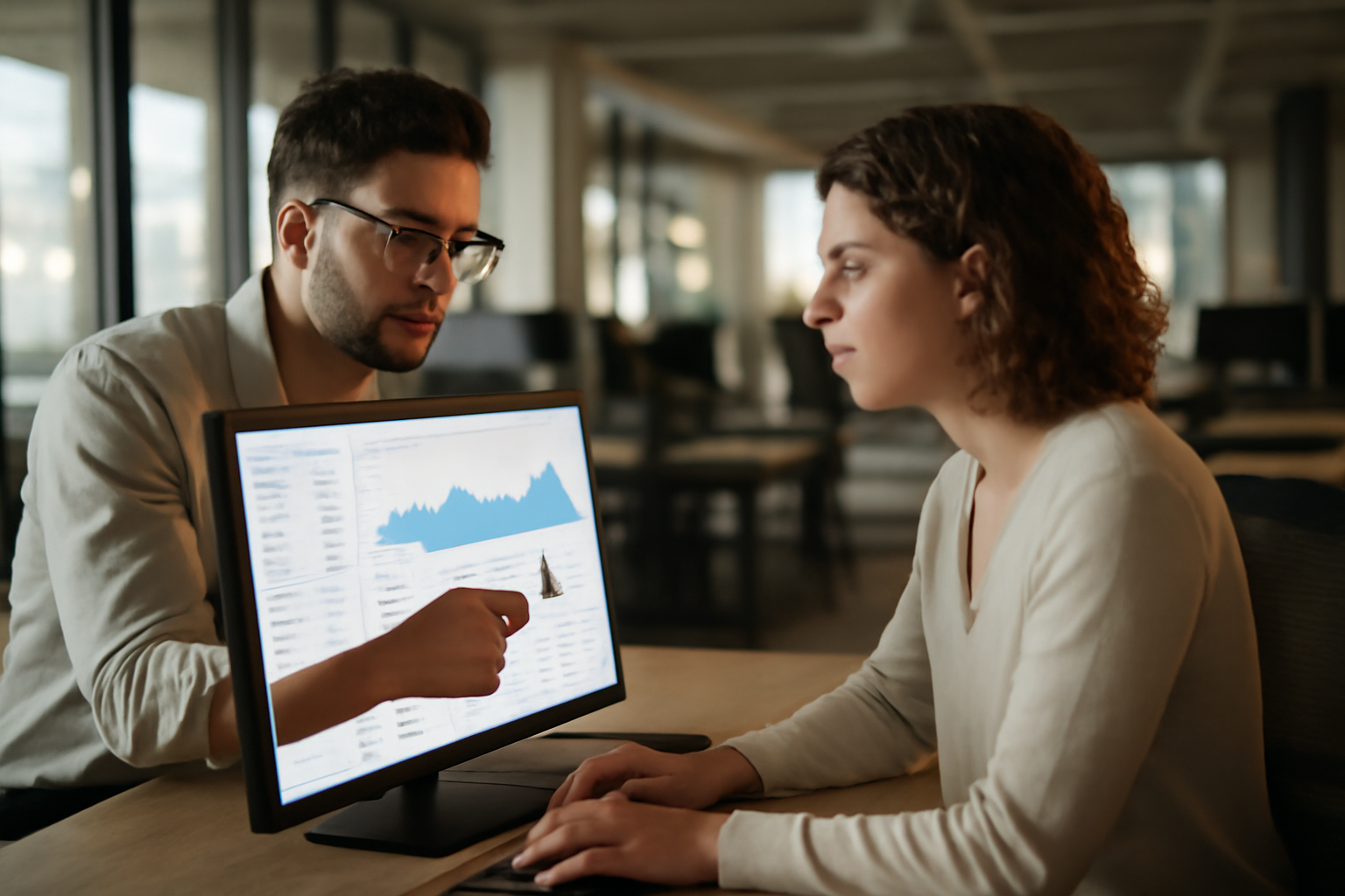 Salaire RH bac+5 : jeune diplômé RH en bureau moderne à Paris, écran avec chiffres de rémunération