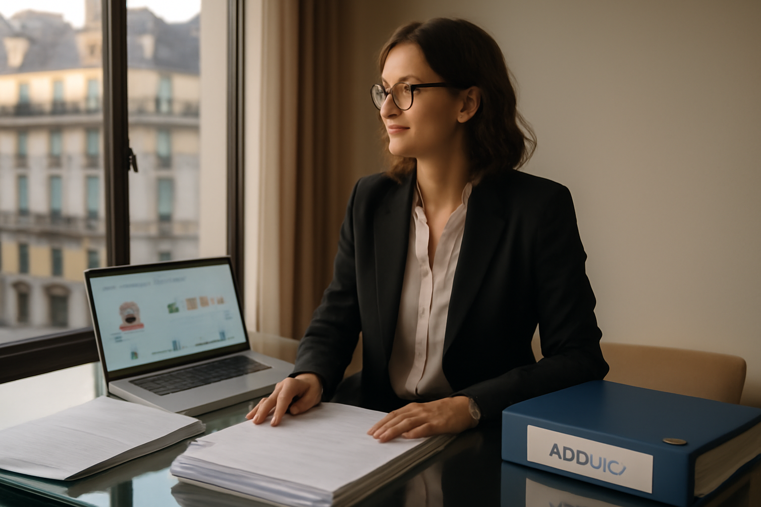 directrice administrative et financière salaire en France, bureau moderne avec documents financiers