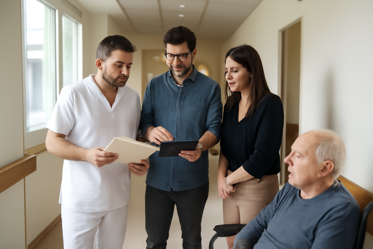 Équipe de professionnels en santé et travail social (catégorie 43) dans un établissement médico-social