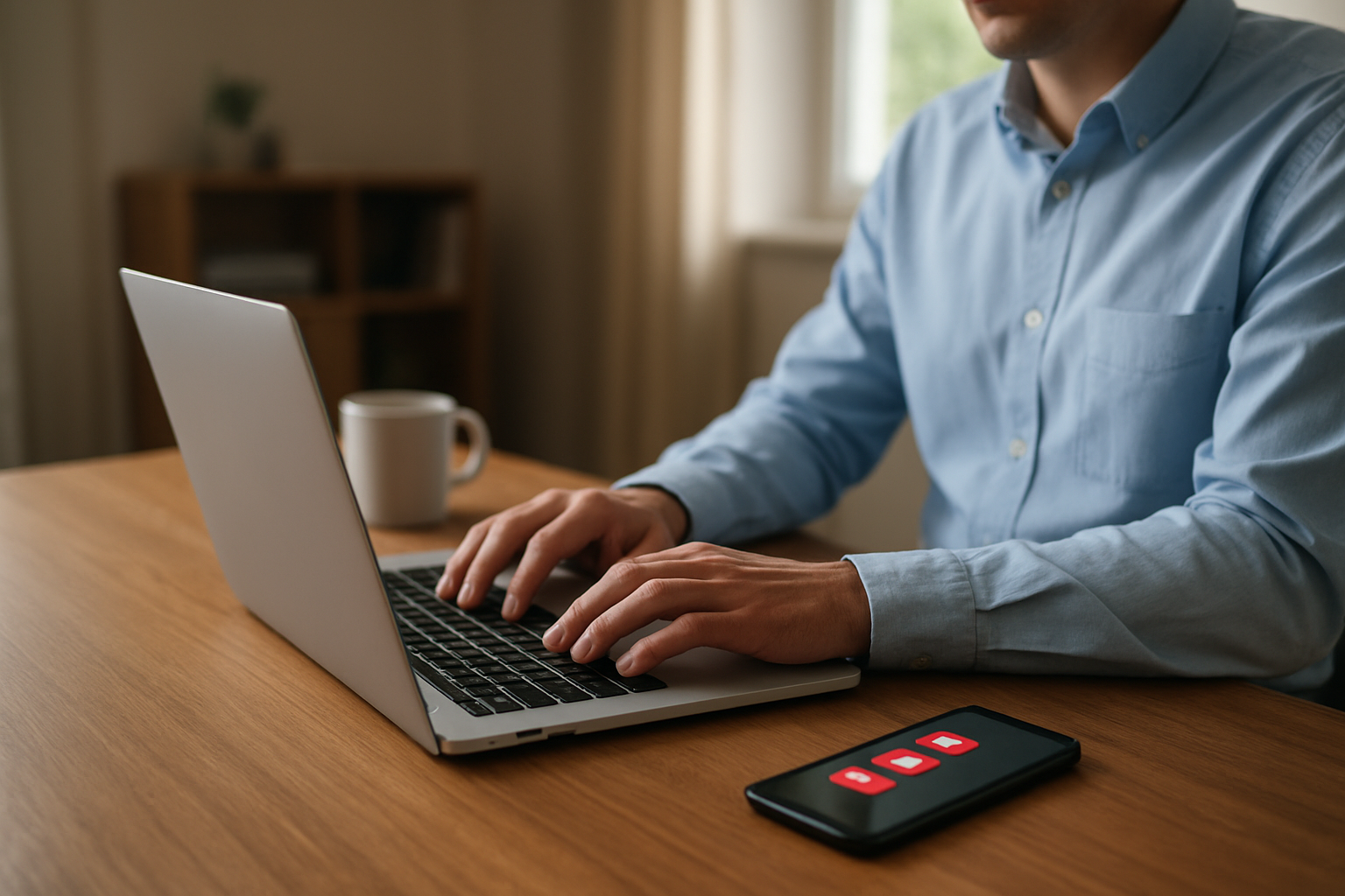Personne vérifiant un e-mail sur ordinateur avant de se connecter au portail CSE BPCE