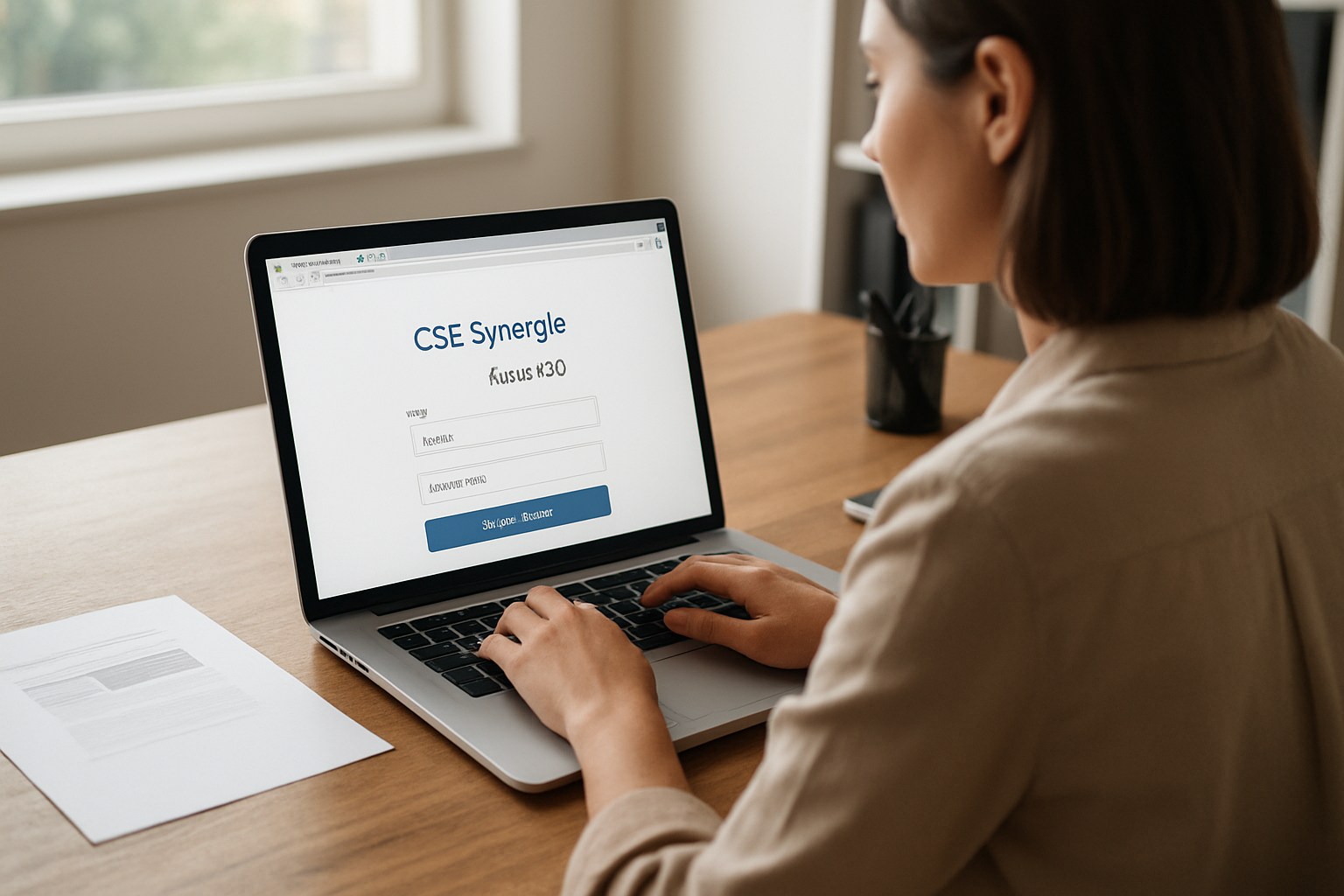 Vérification de l’URL du portail CSE Synergie advanGO sur un ordinateur, formulaire de connexion visible