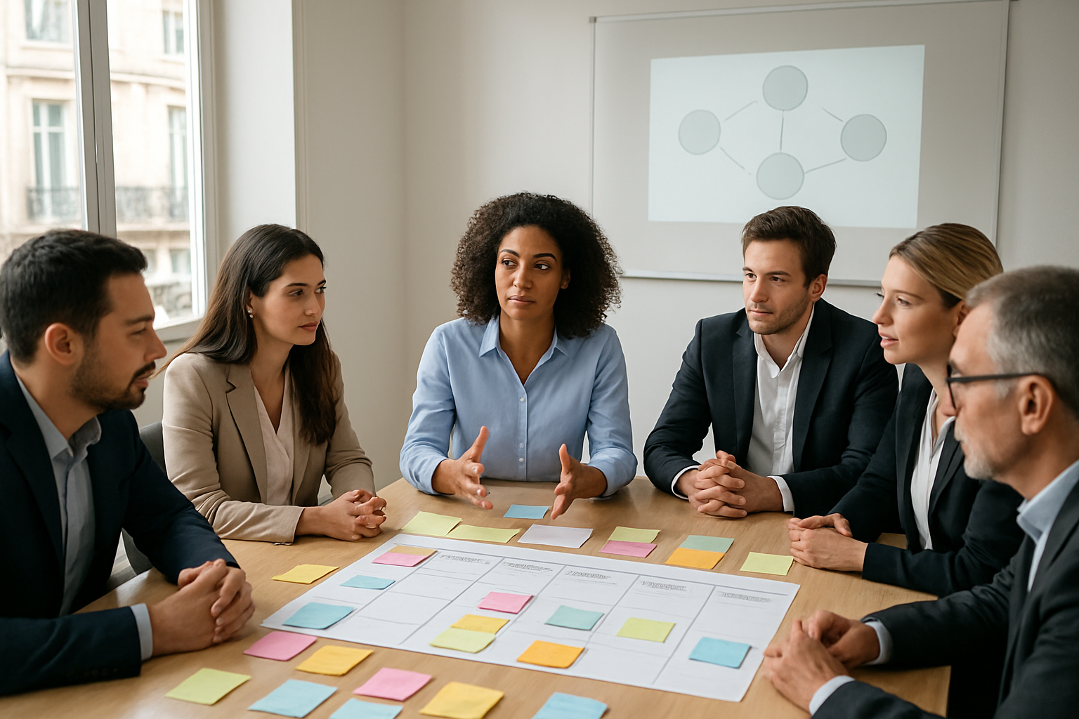 Atelier en entreprise autour d’un tableau présentant les facettes du prisme de Kapferer