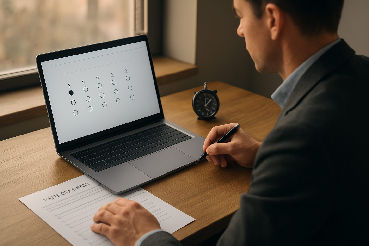 Entraînement QCM SSIAP 2 sur table avec chronomètre et fiches d’erreurs